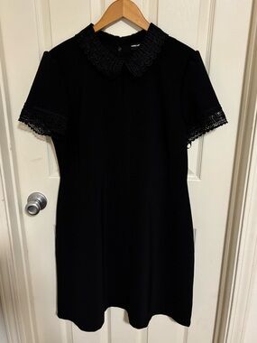 Karl Lagerfeld Paris Lace‑Trim Black Dress – Size 14